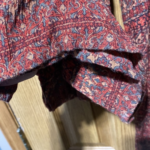 AMERICAN EAGLE Beaded Rust 100% Viscose Boho Print Pocket Jumpsuit​​ - Picture 10 of 10